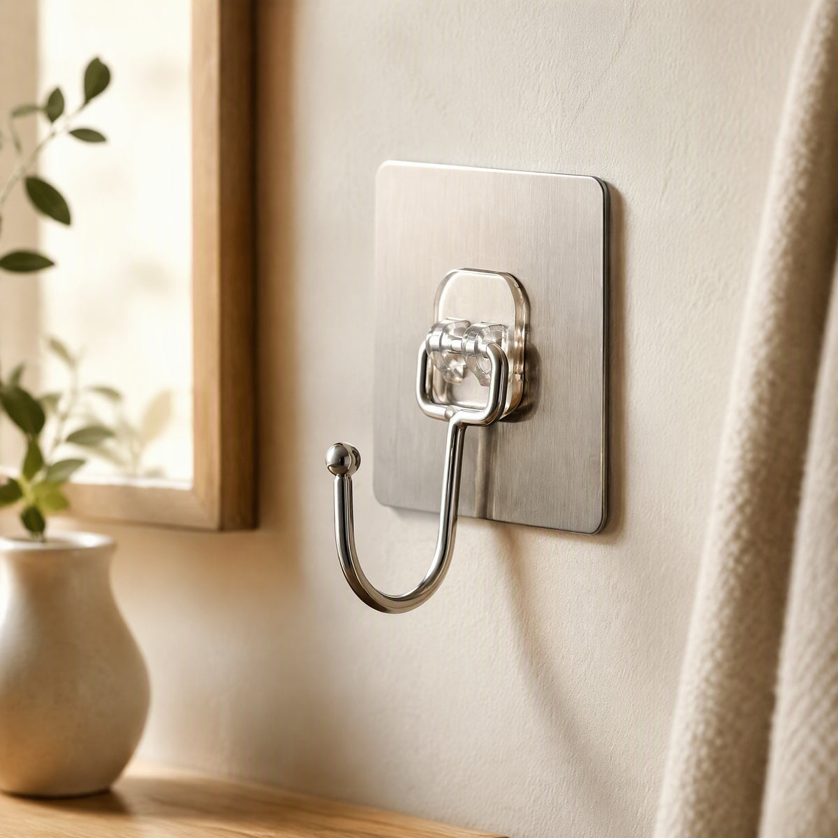 Loadhold™ Adhesive Wall Hook With 10kg Load Capacity, styled close view
