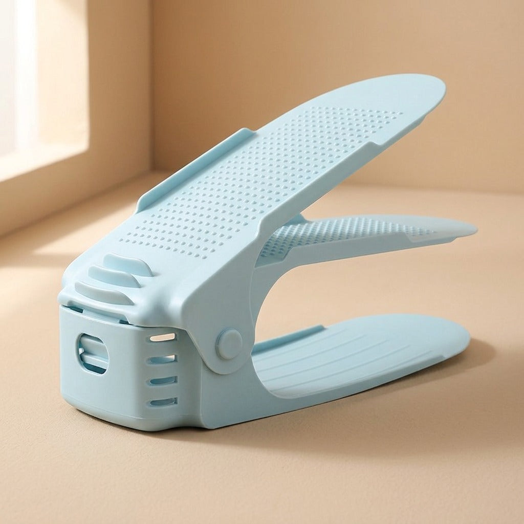 Pairstack™ Two-Layer Plastic Shoe Rack, material and detail close-up