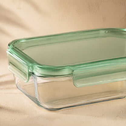 Mealclear™ High Borosilicate Rectangular Glass Lunch Box, material and detail close-up