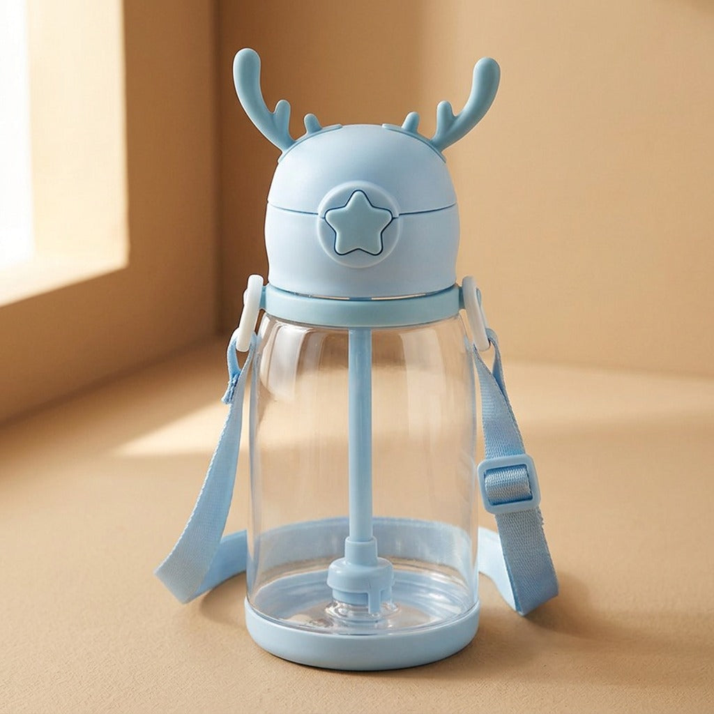Antlersip™ Cartoon Antler Plastic Water Cup, material and detail close-up