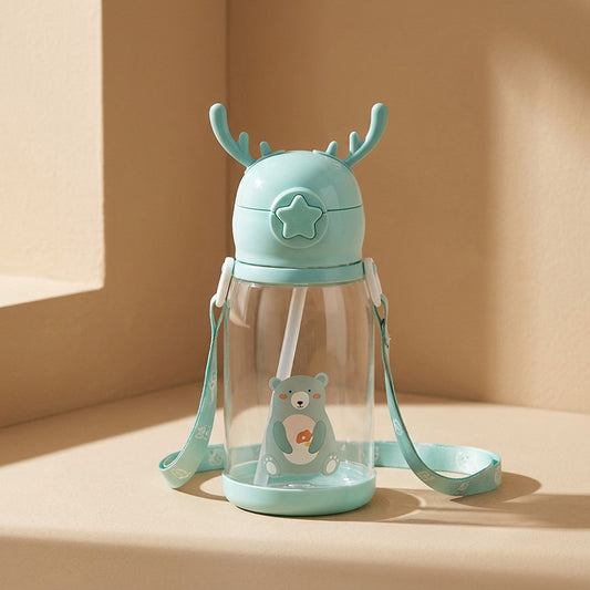 Antlersip™ Cartoon Antler Plastic Water Cup