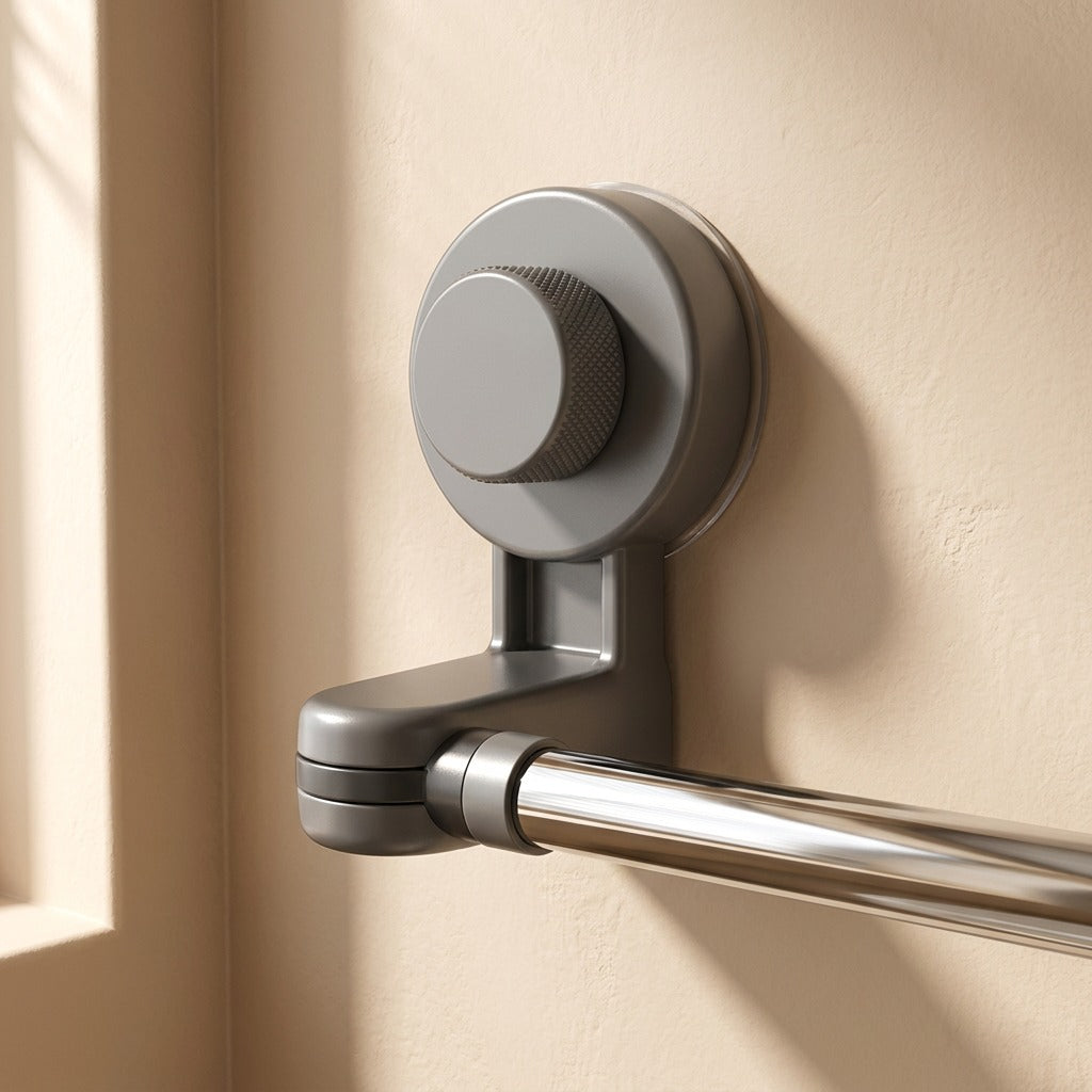 Clingdry™ Suction Cup Telescopic Towel Rack, material and detail close-up