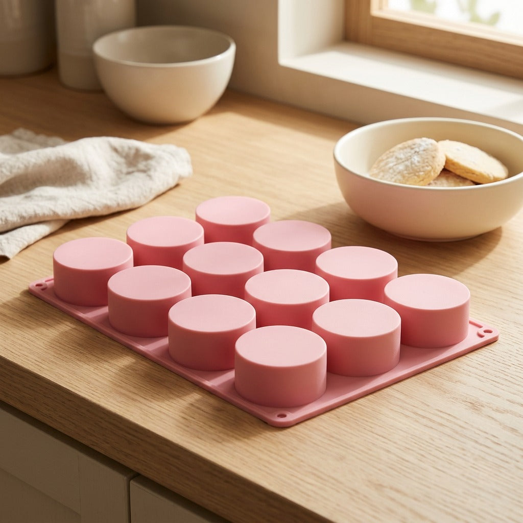 Batchbake™ 12-Count Round Silicone Cake Mold, styled close view
