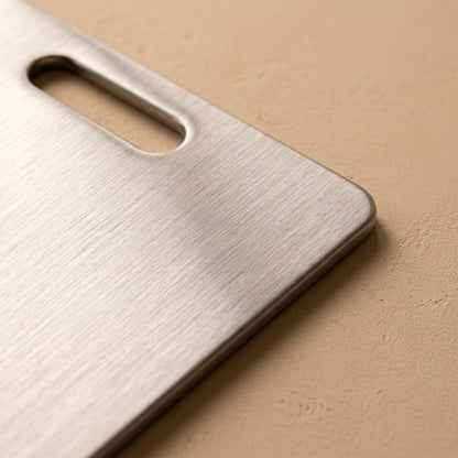 Chopdeck™ Stainless Steel Cutting Board, material and detail close-up