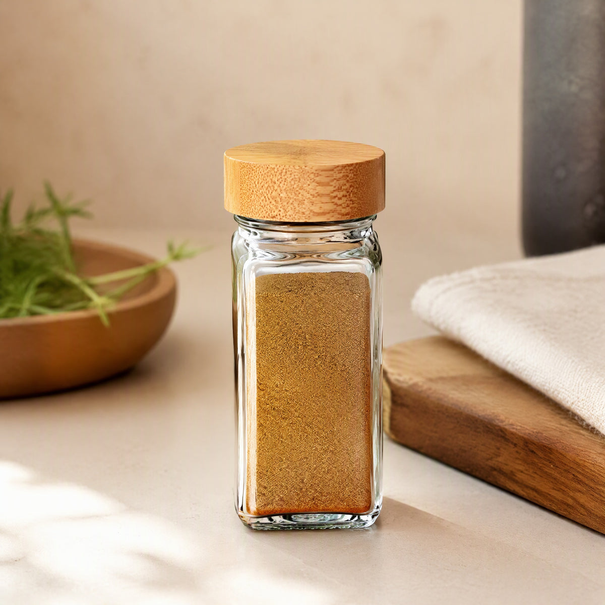 Spicepour™ Glass Seasoning Bottle, styled close view