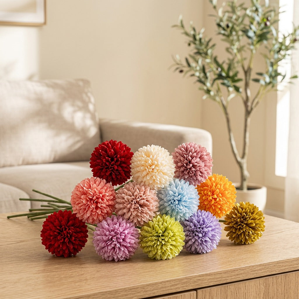 Silkpetal™ Silk Chrysanthemum Table Flowers in a calm home setting