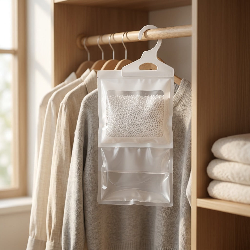Dryhanger™ Hanging Dehumidifier Bag, styled close view
