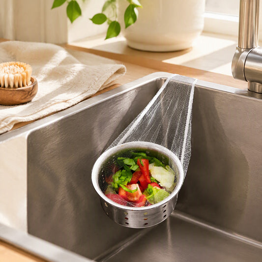 Sinkweave™ Plastic Sink Filter Net in a calm home setting