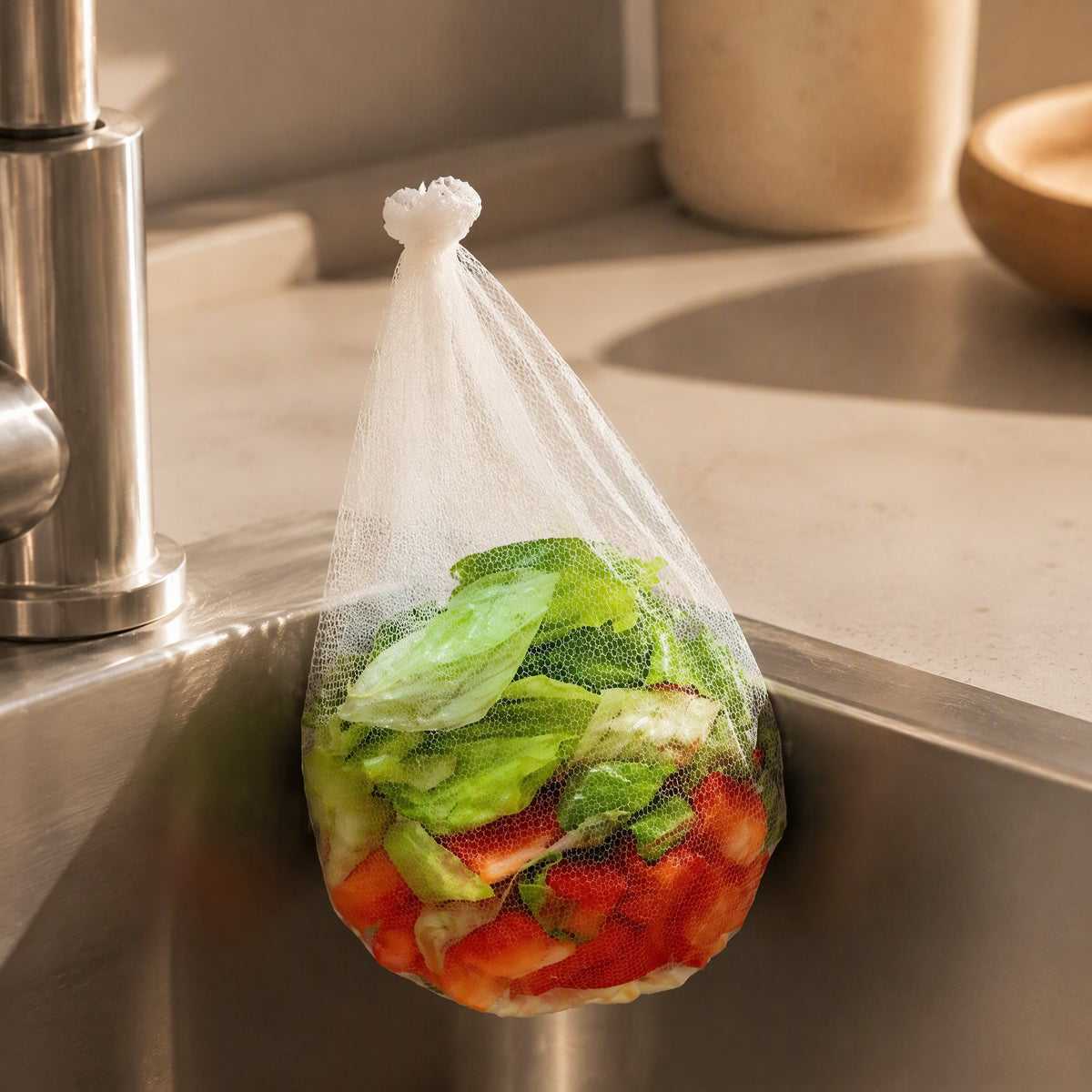 Sinkweave™ Plastic Sink Filter Net, styled close view