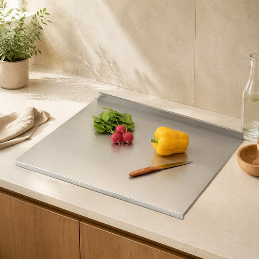 Steelcut™ Stainless Steel Cutting Board in a calm home setting