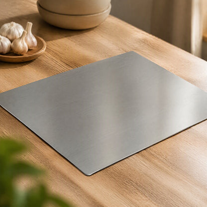 Steelcut™ Stainless Steel Cutting Board, styled close view