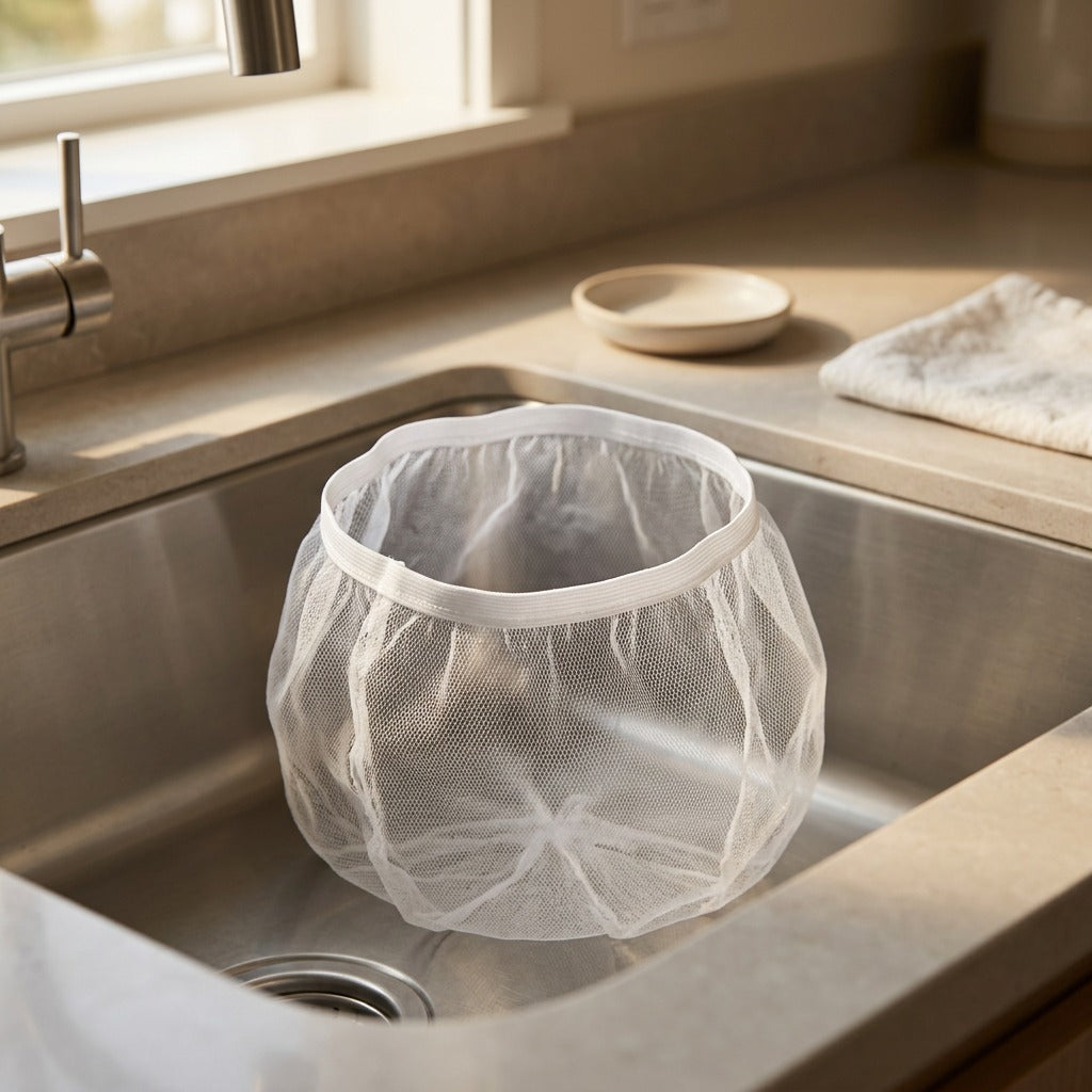 Scrapmesh™ Kitchen Sink Filter Net, styled close view