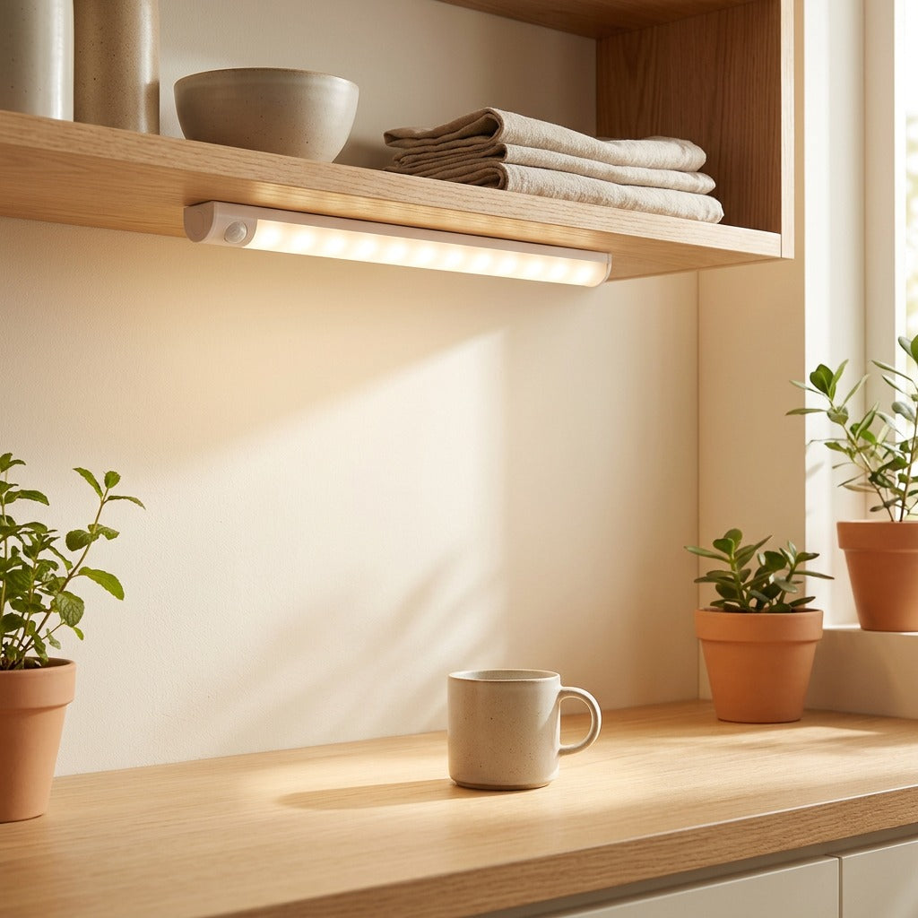 Senseglow™ Human Body Sensor LED Night Light in a calm home setting