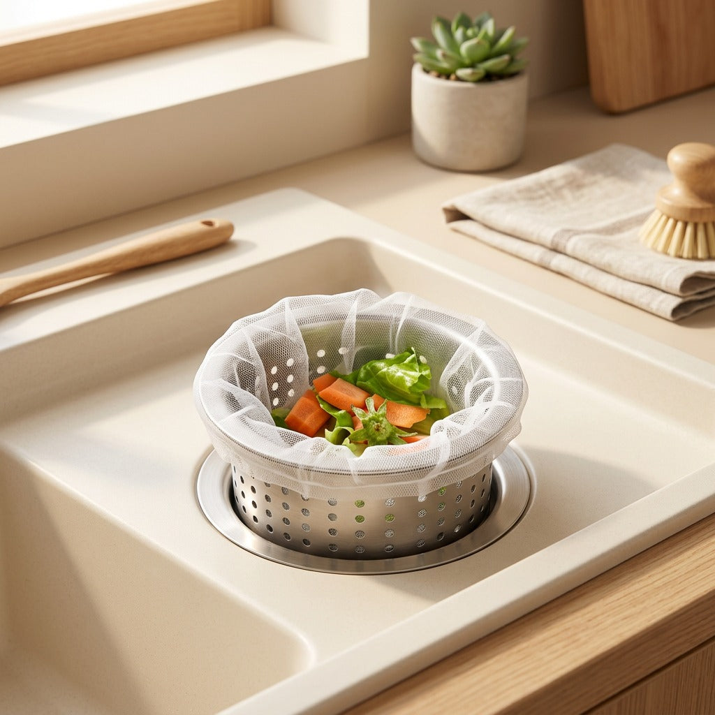 Sinkpouch™ Polyester Kitchen Sink Mesh Bag in a calm home setting