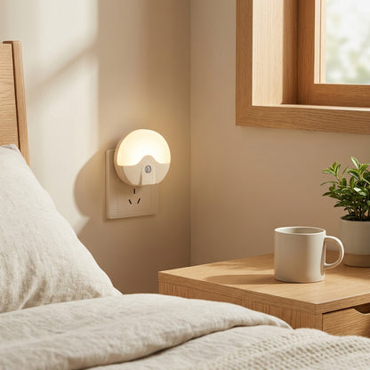 Socketglow™ ABS Plug-In Night Light in a calm home setting