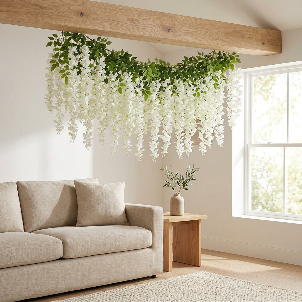 Wisterweave™ Artificial Wisteria Flower Vine in a calm home setting