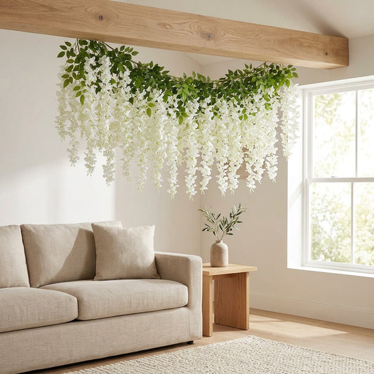 Wisterweave™ Artificial Wisteria Flower Vine in a calm home setting
