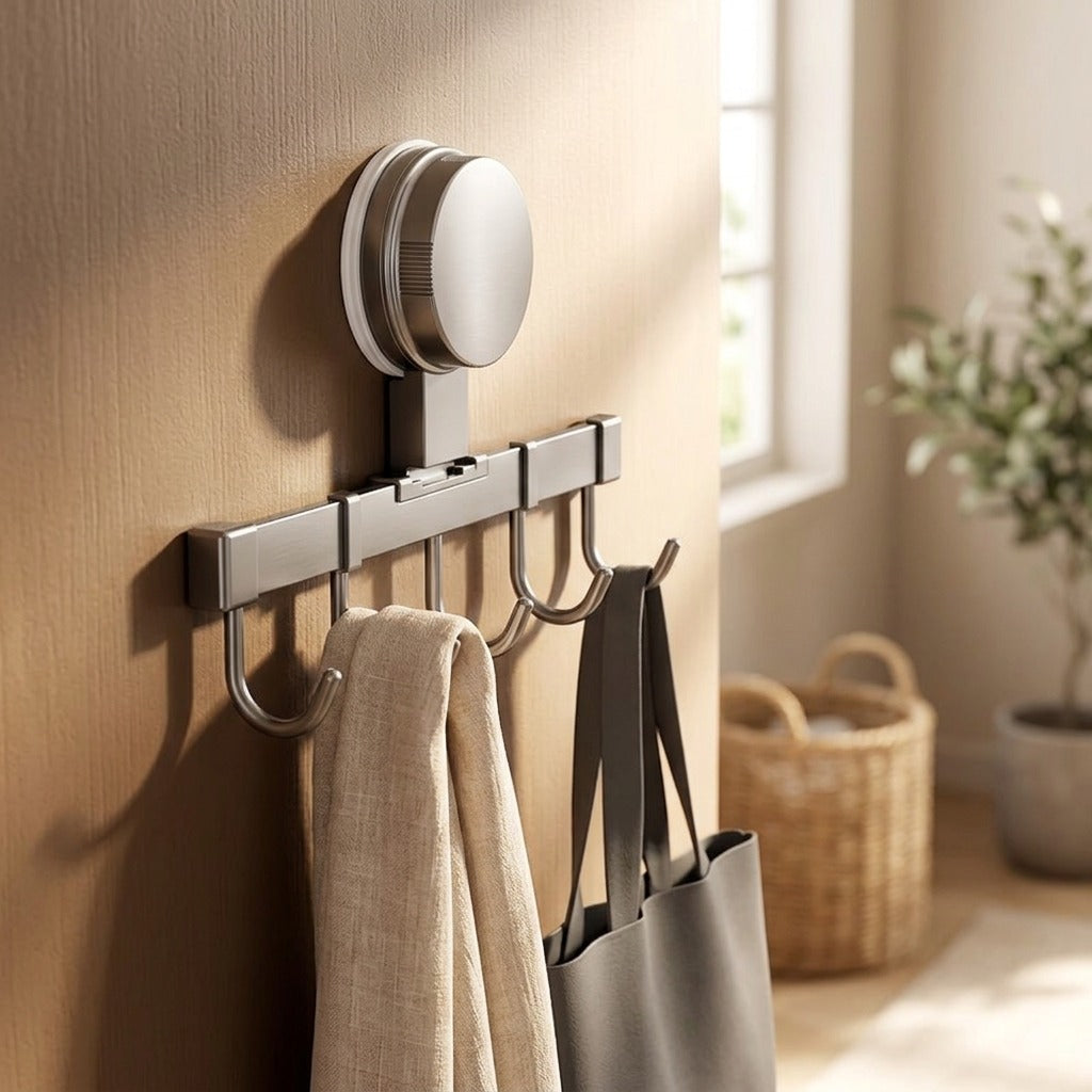 Clingrow™ Suction Cup Multi-Hook Rack, styled close view