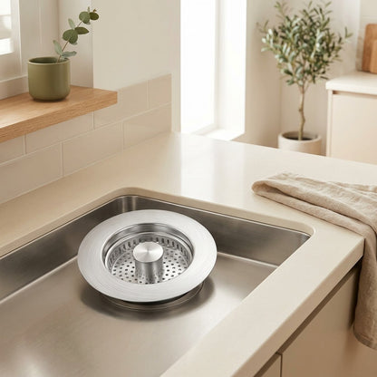 Siftnest™ Stainless Steel Sink Filter Basket in a calm home setting