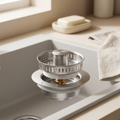 Siftnest™ Stainless Steel Sink Filter Basket, styled close view