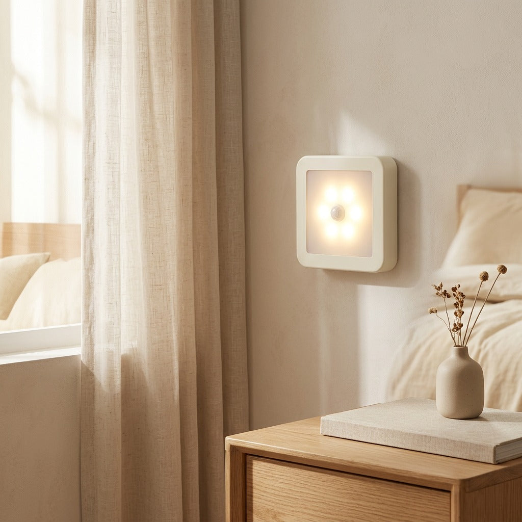Sensesquare™ Square Human Body Sensor Night Light in a calm home setting