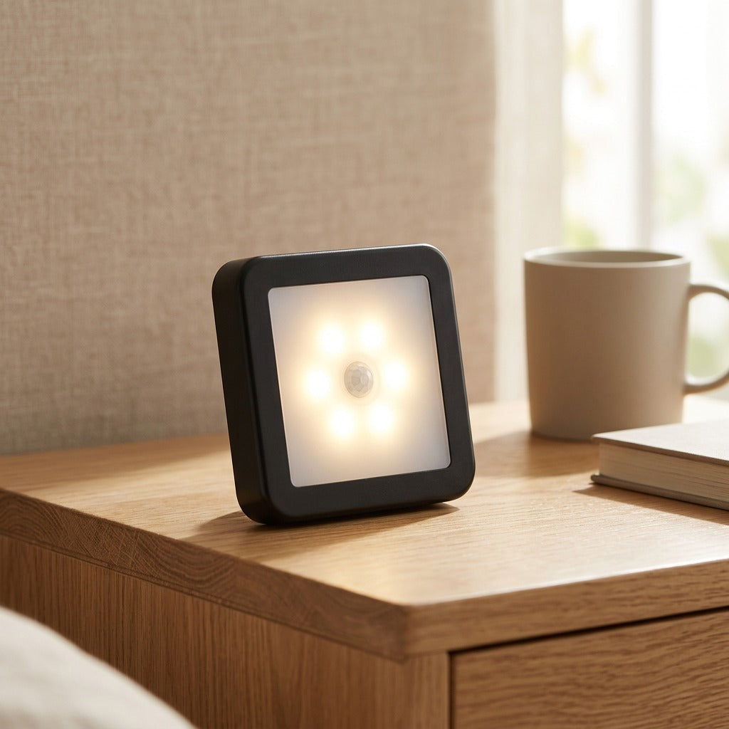 Sensesquare™ Square Human Body Sensor Night Light, styled close view