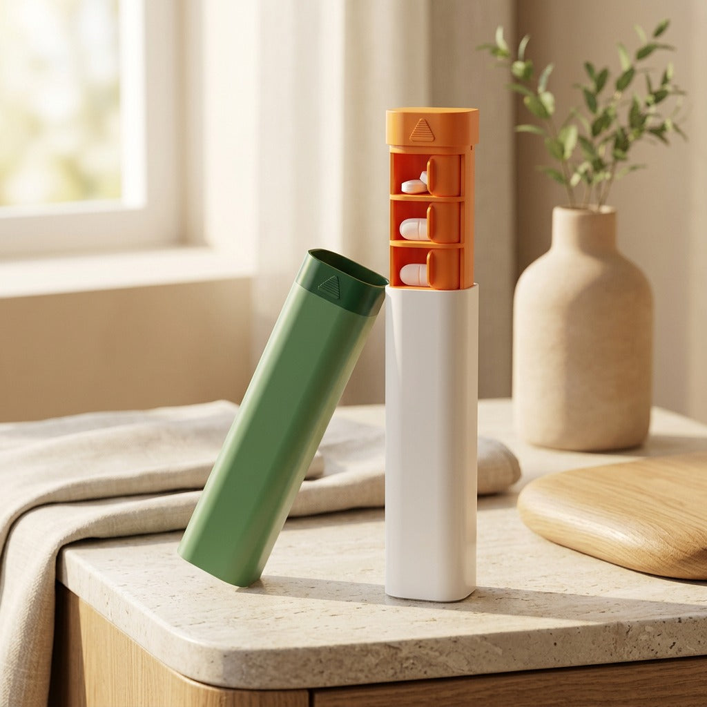 Daycaddy™ 7-Day ABS Pill Organizer in a calm home setting