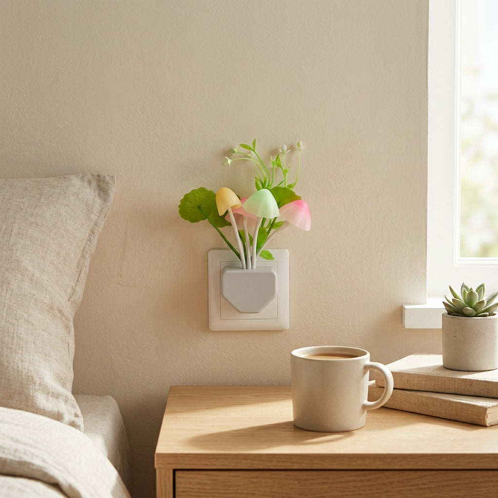 Lotusglow™ Lotus Leaf Induction Night Light in a calm home setting