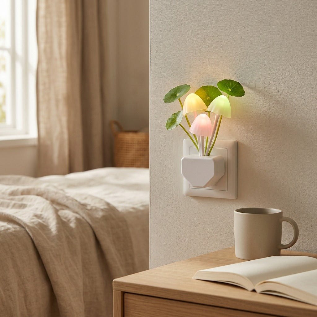 Lotusglow™ Lotus Leaf Induction Night Light, styled close view