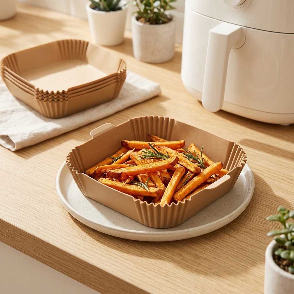 Silicrisp™ Silicone Air Fryer Paper in a calm home setting