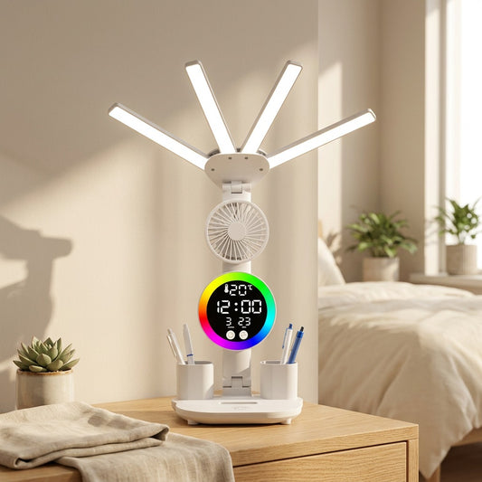 Clockgleam™ Touch USB Table Lamp With Clock in a calm home setting