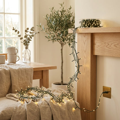 Twinklecord™ Copper Wire Christmas String Lights in a calm home setting
