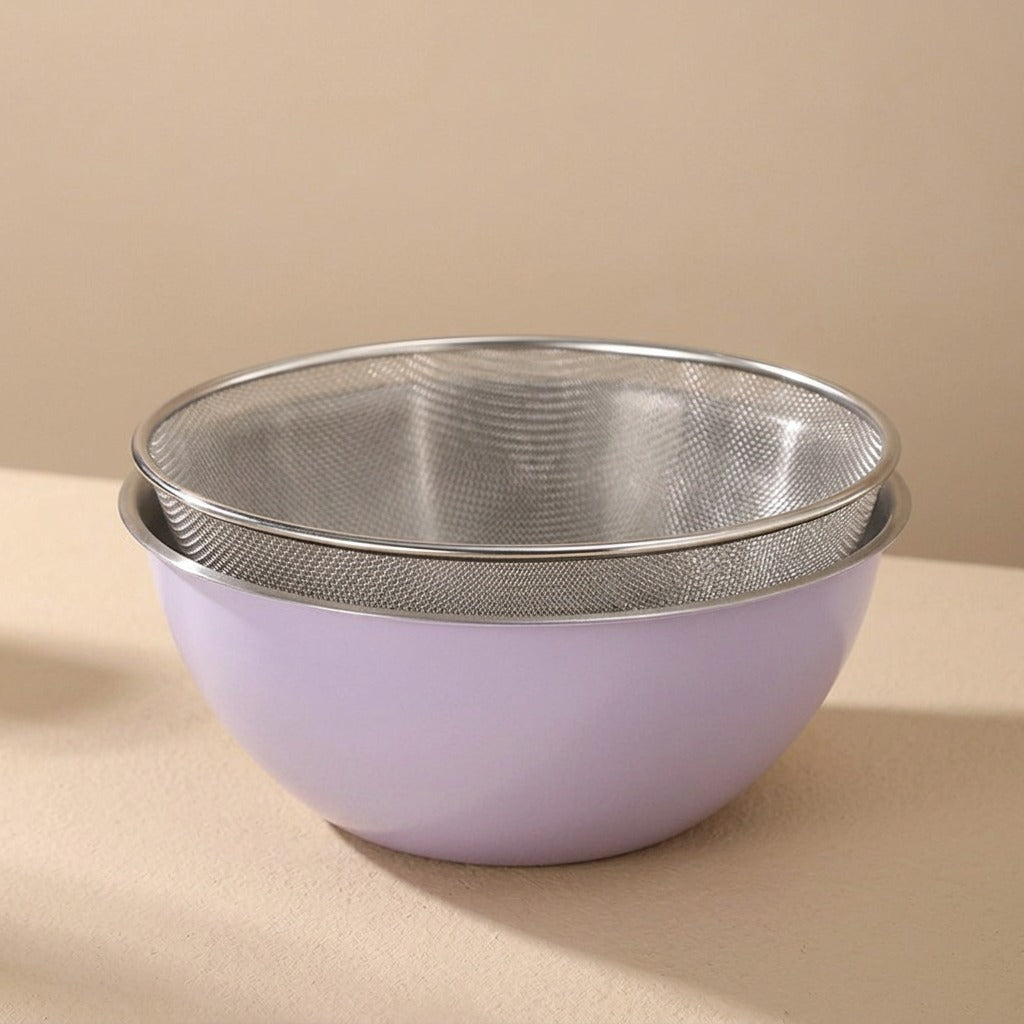 Rinsestack™ Stainless Steel Drain Basket Set, material and detail close-up