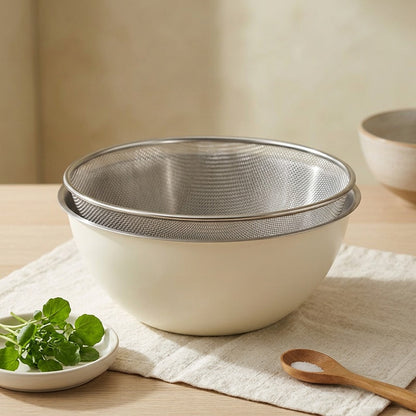 Rinsestack™ Stainless Steel Drain Basket Set, styled close view
