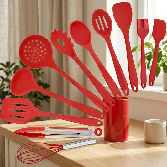 Spoonflex™ Silicone Spatula And Spoon Set in a calm home setting