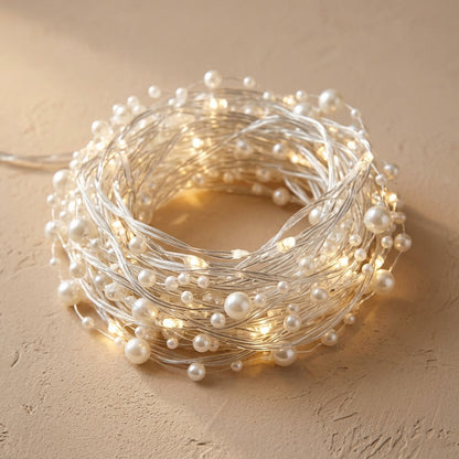 Pearlglow™ Pearl Christmas Light String, material and detail close-up
