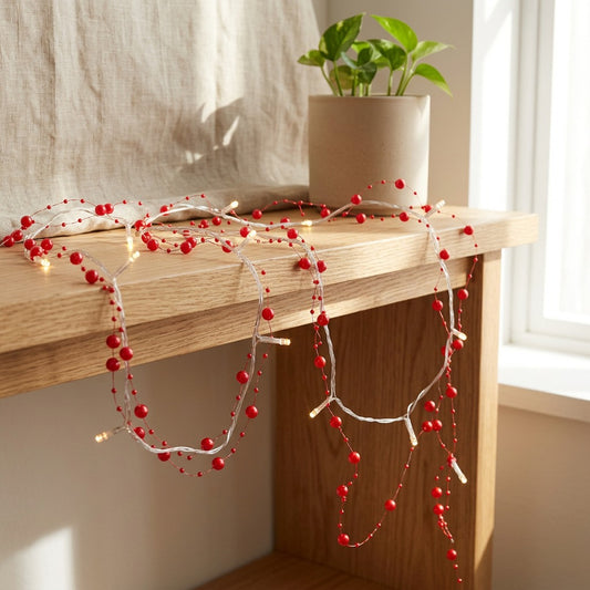 Pearlglow™ Pearl Christmas Light String in a calm home setting