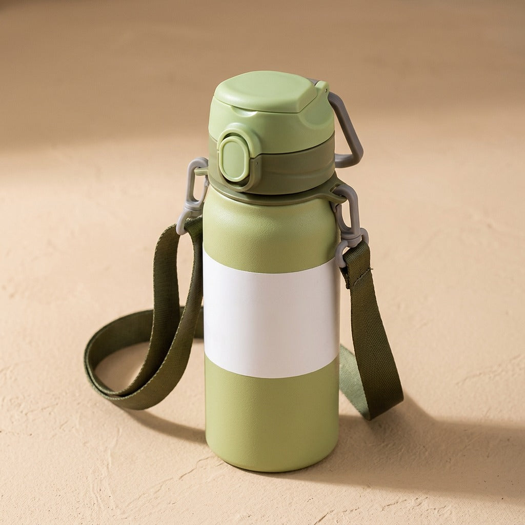 Thermflow™ Stainless Steel Thermos Cup With Straw, material and detail close-up