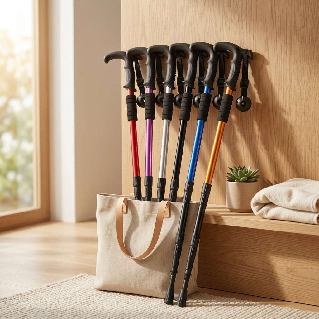 Shockstep™ Aluminum Alloy Shock Absorbing Trekking Pole in a calm home setting