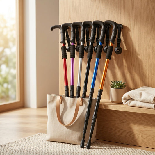 Shockstep™ Aluminum Alloy Shock Absorbing Trekking Pole in a calm home setting