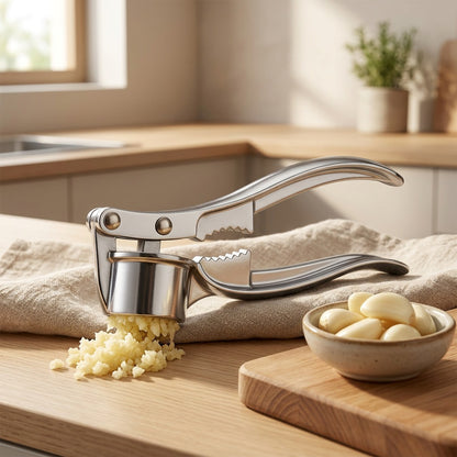 Gripclove™ Zinc Alloy Garlic Press, styled close view