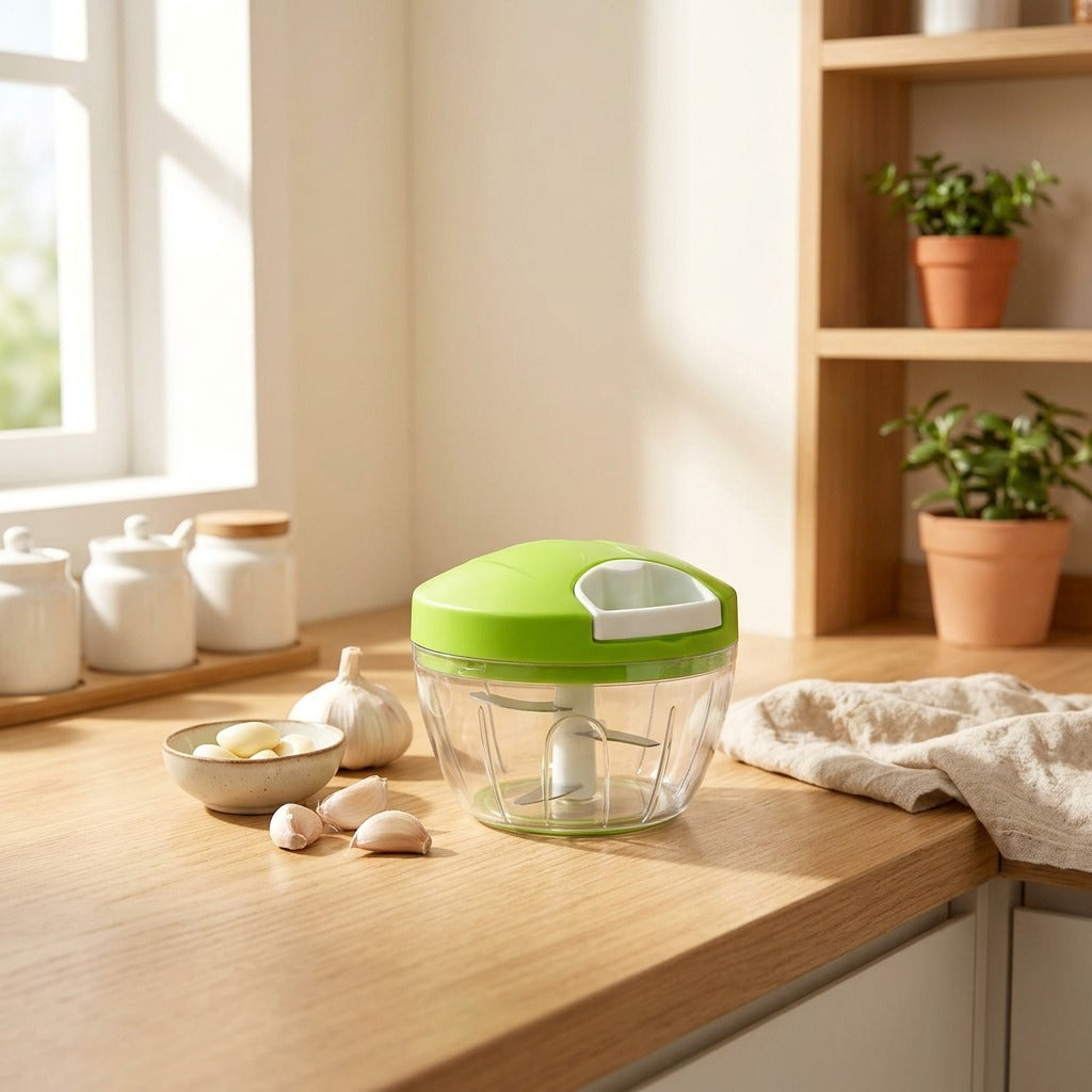 Clovelever™ 500 Ml Stainless Steel Garlic Press in a calm home setting
