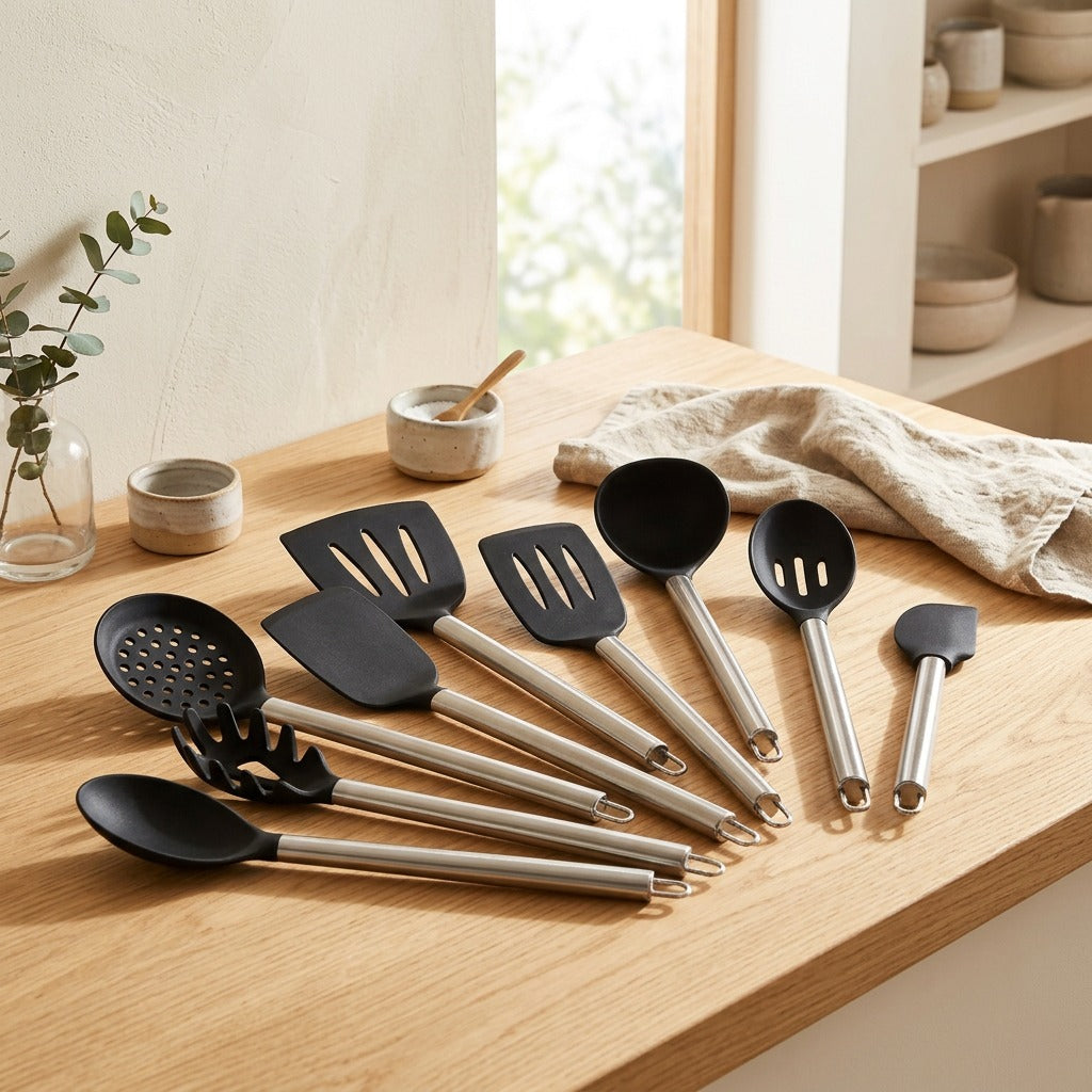 Stirsoft™ Silicone Kitchen Utensil Set in a calm home setting