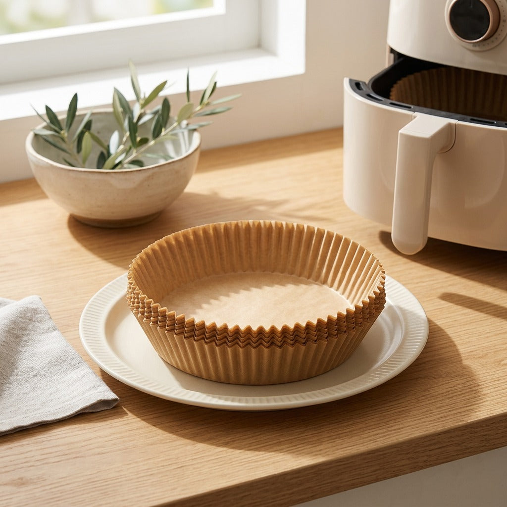 Silifit™ Silicone Paper Air Fryer Liners in a calm home setting