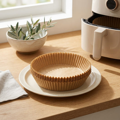 Silifit™ Silicone Paper Air Fryer Liners in a calm home setting