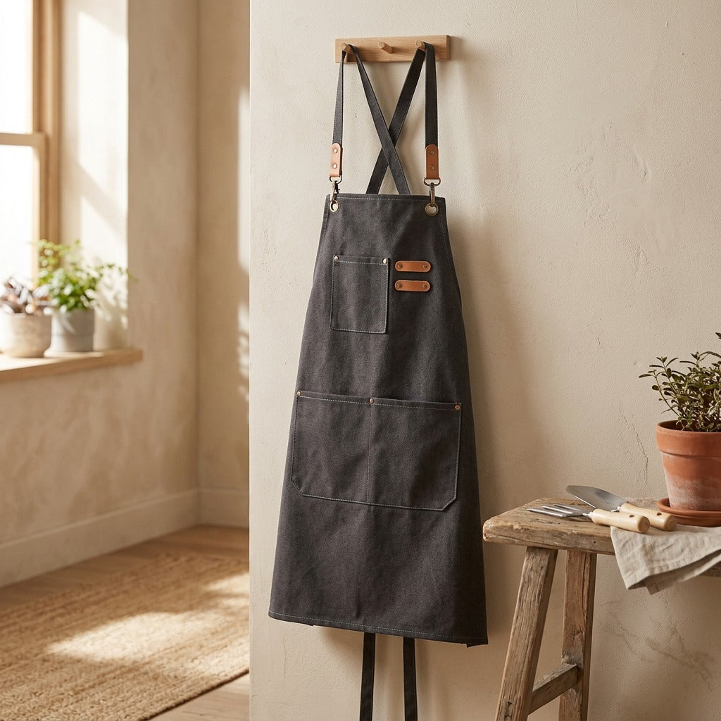Canvasloom™ Cotton Canvas Apron, styled close view