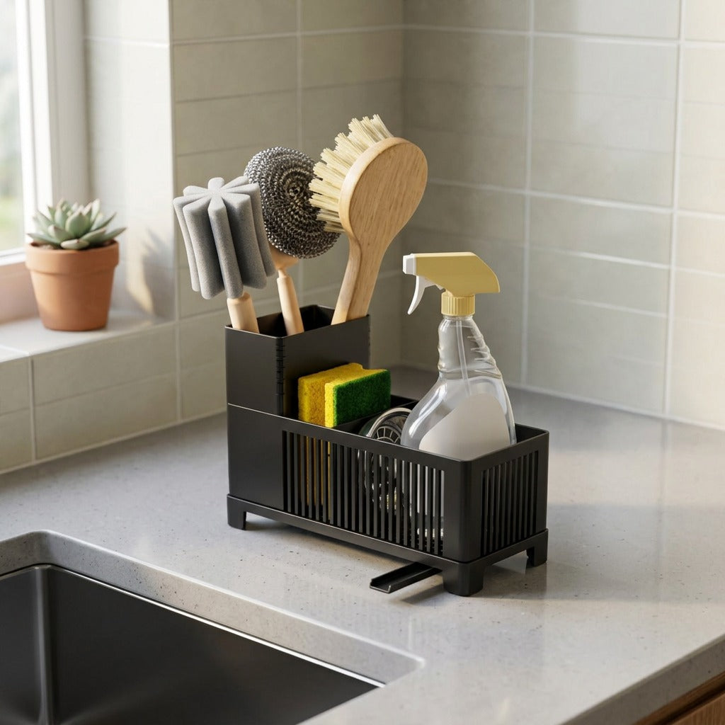 Spongebar™ Plastic Sink Rack for Dishcloths, styled close view