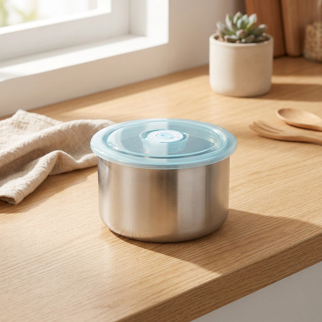 Steelmeal™ Stainless Steel Lunch Box in a calm home setting