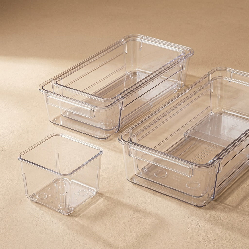 Slipstack™ Transparent Stackable Drawer Storage Box, material and detail close-up