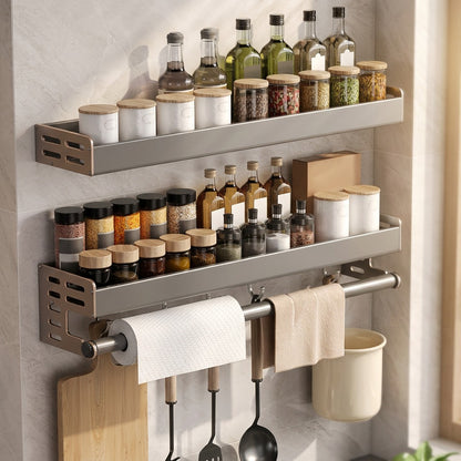Spicetier™ Gun Gray Kitchen Seasoning Storage Rack, styled close view